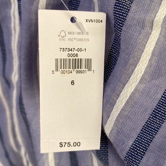 New Banana Republic deep v neck blue striped blouse top 6 - Picture 6 of 7